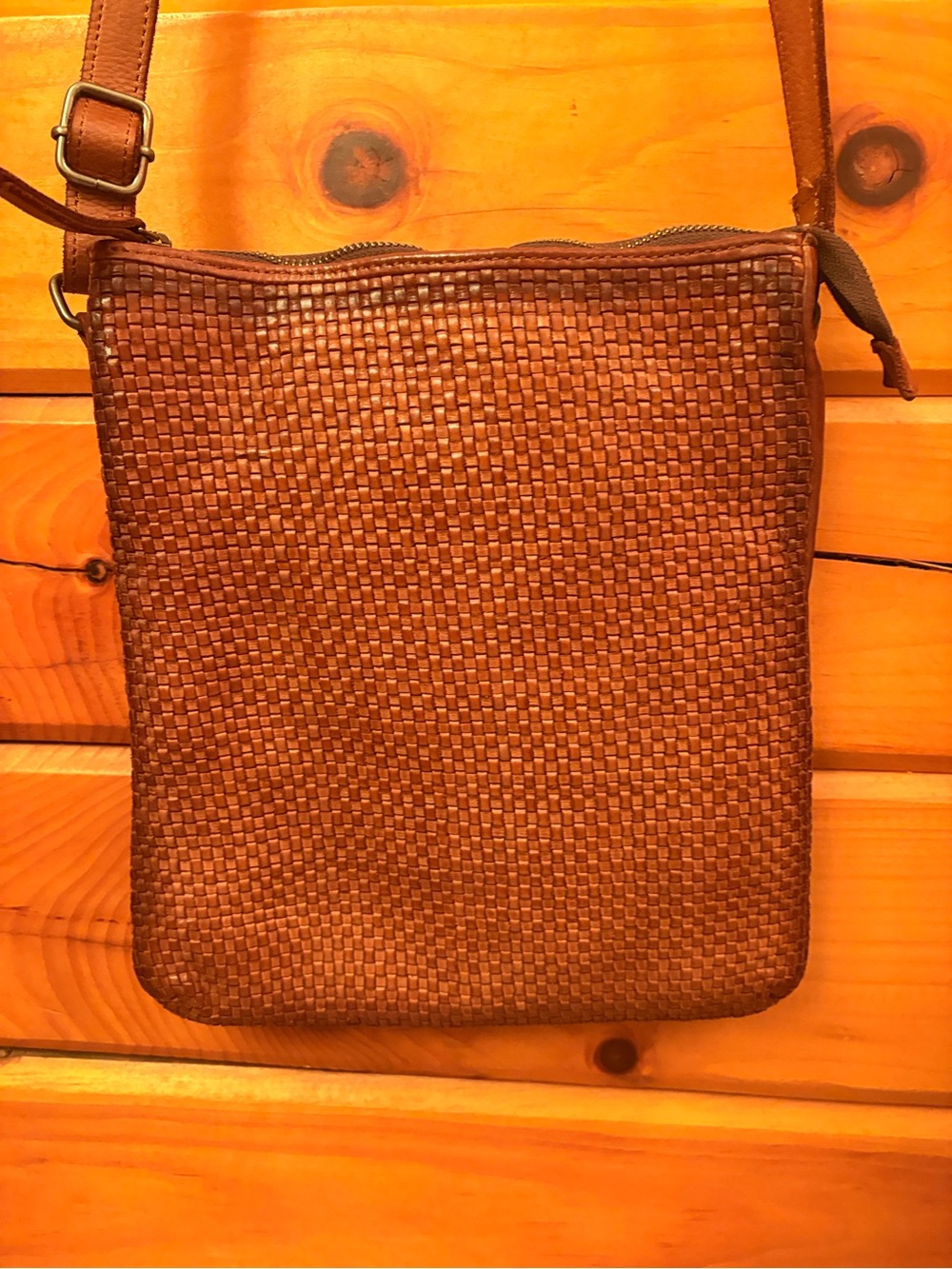 Harbor 2nd Woven Leather Crossbody Bag - Brown